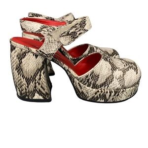 Rare Rocket Dog Vintage Y2K Snake Skin Print Chunky Platform Heels Size 8